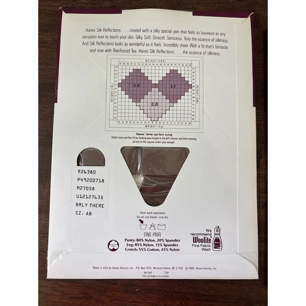 Hanes Silk Reflections Nylons Sheer Control Top 718 SIZE AB Barely There & Black